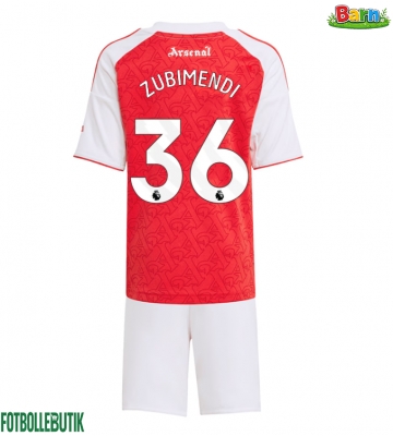 Arsenal Martin Zubimendi #36 Hemmaställ Barn 2025-26 Kortärmad (+ Korta byxor)